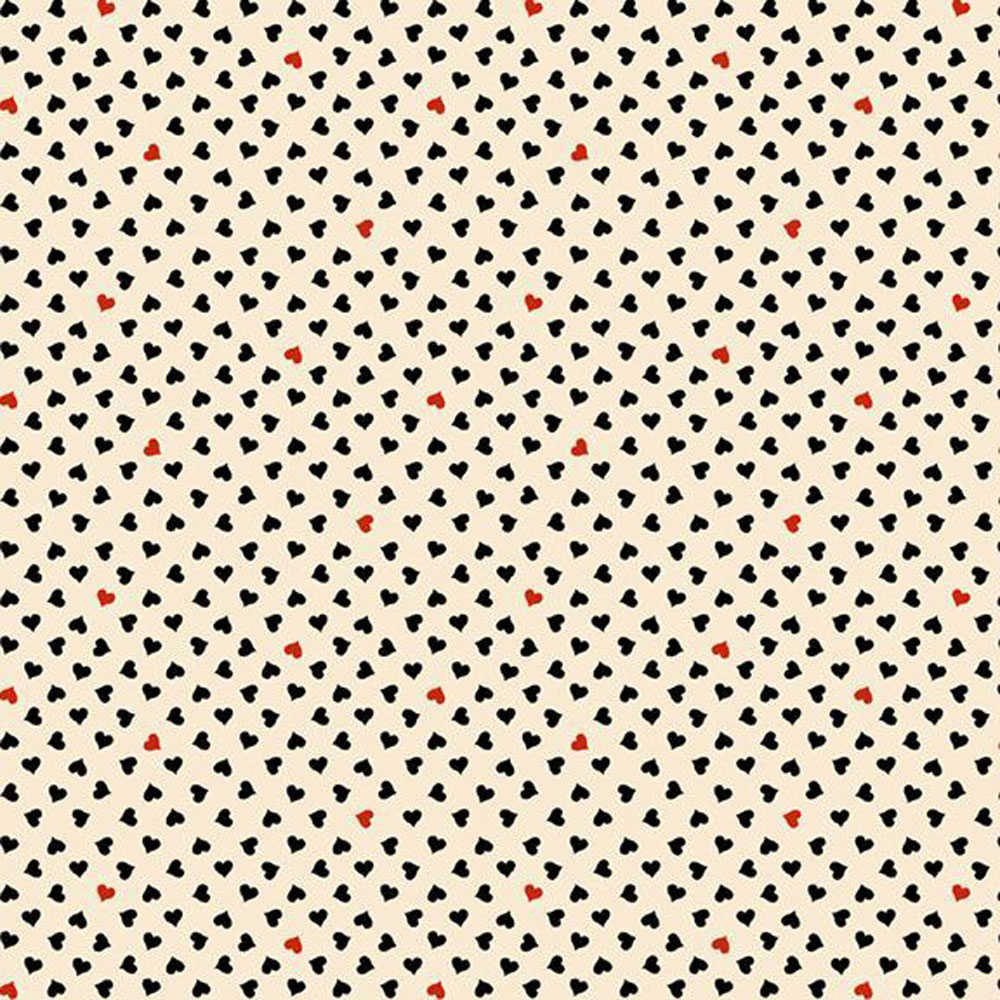 100% Cotton - Be My Valentine (Hearts) - R551644D - Cream - Mary Mulari