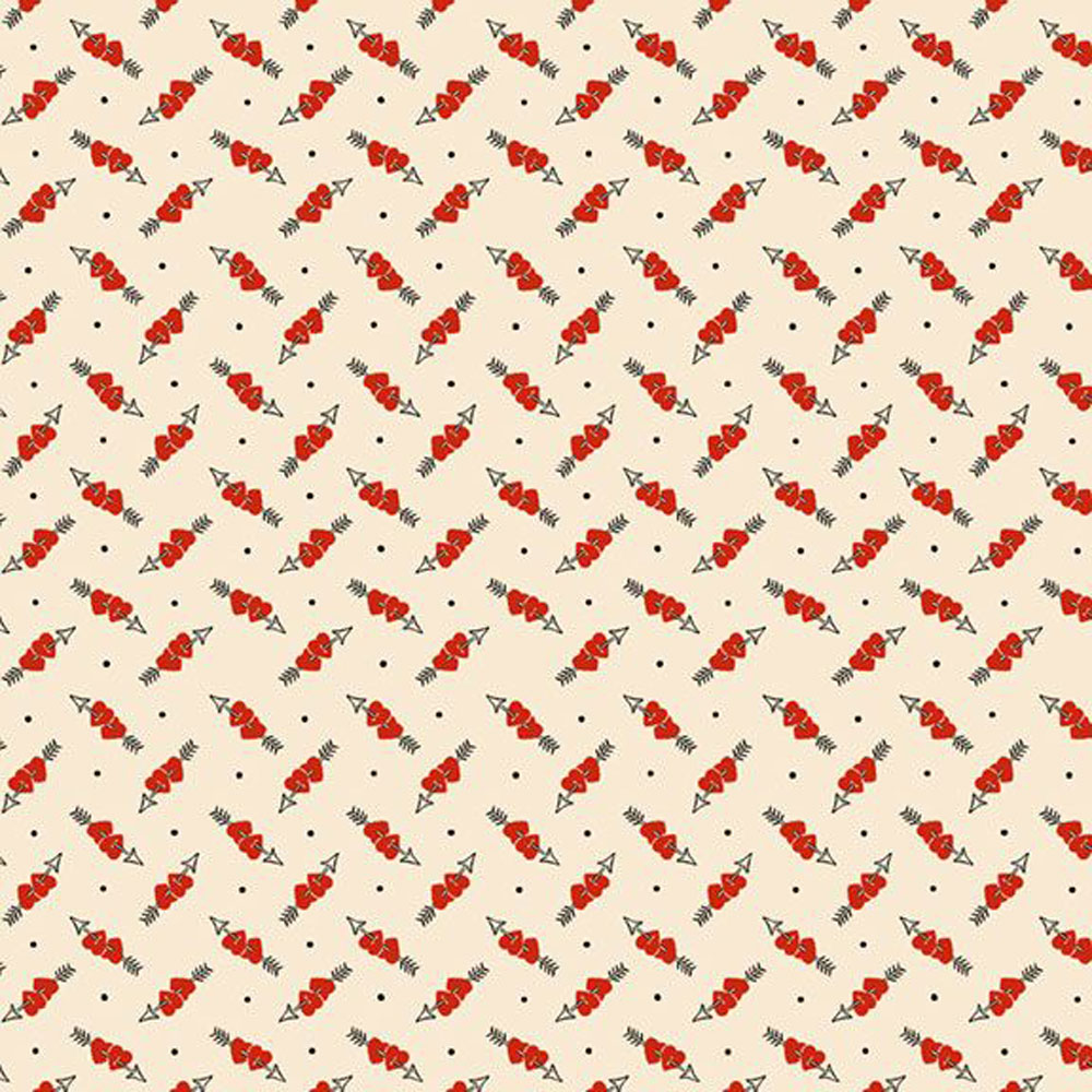 100% Cotton - Be My Valentine (Hearts and Arrows) - R551645D - Cream - Mary Mulari