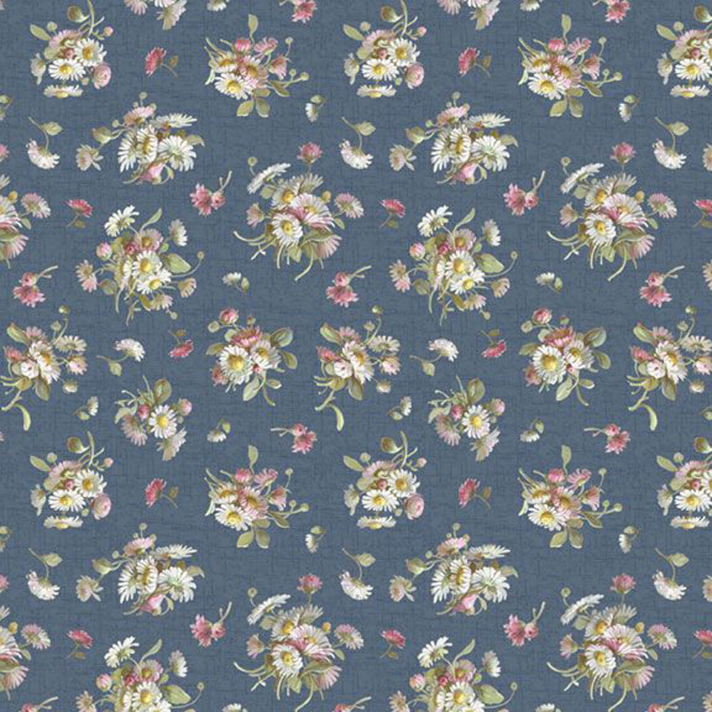 100% Cotton - Wild Flowers (Petite Floral) - R651625D - Blue - Smithsonian Institution -44 in wide
