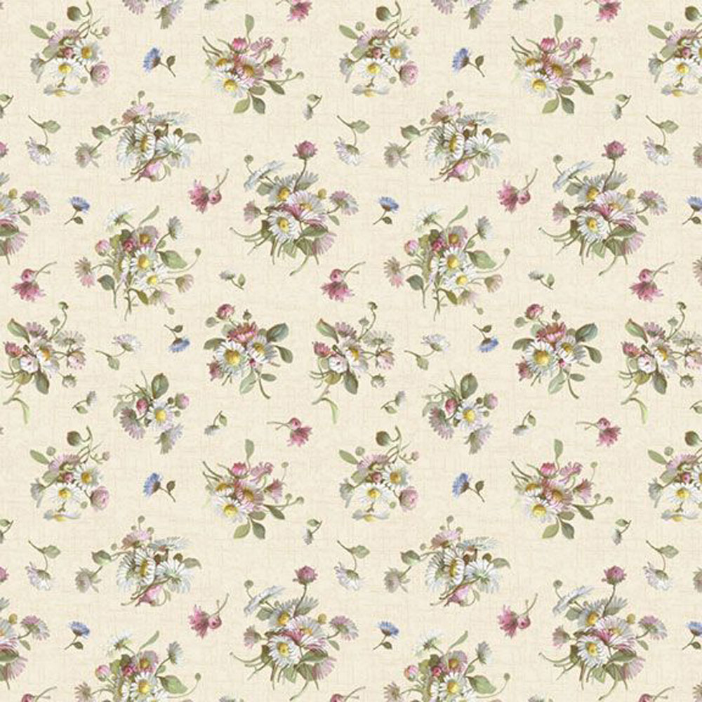 100% Cotton - Wild Flowers (Petite Floral) - R651625D - Cream - Smithsonian Institution -44 in wide