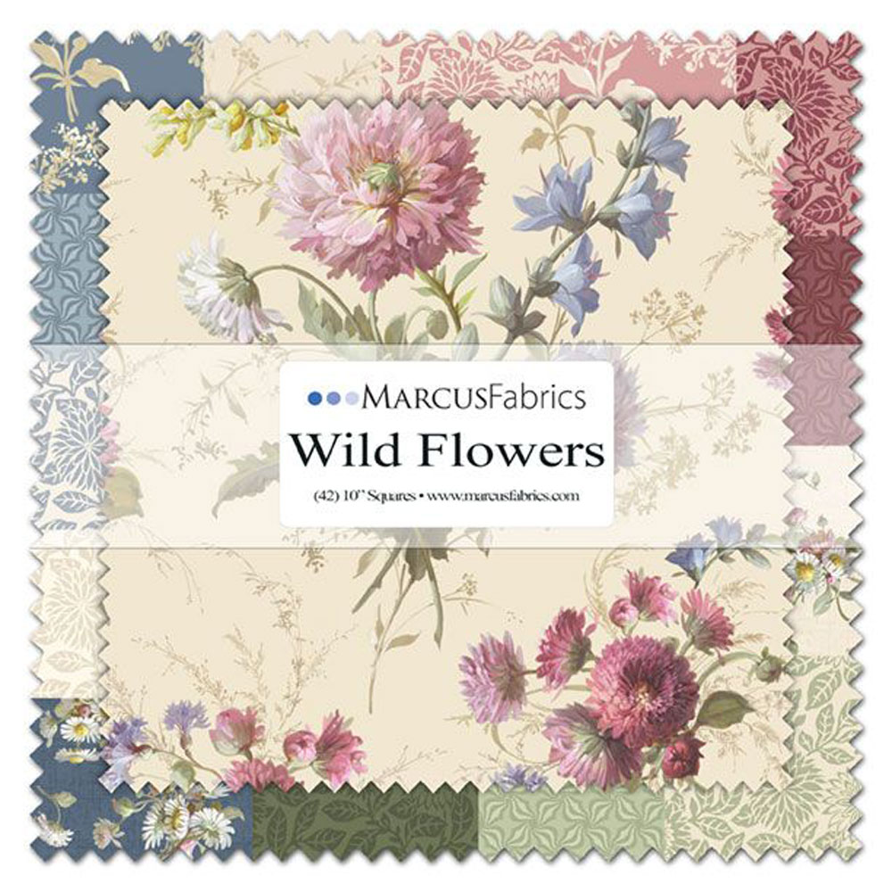Fabric Bundle - Wild Flowers - MFSS156-6 - 42 x 10" Squares - Smithsonian Institution