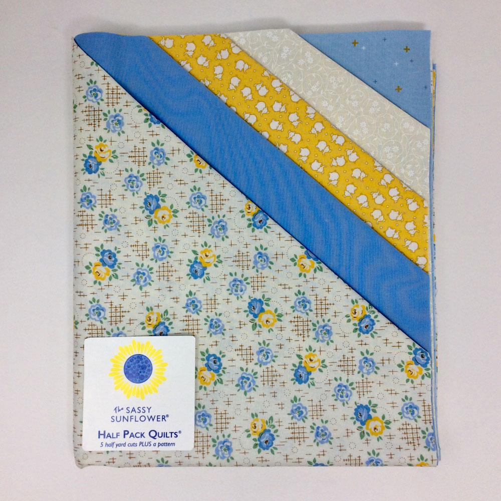 Quilt Kit -  Half Pack Quilts - Blue and Yellow - 5 half yard cuts 100% cotton