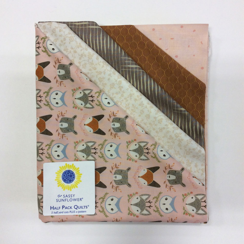 Quilt Kit - Half Pack Quilts - Pink Woodland Wonder- 5 half yard cuts 100% cotton