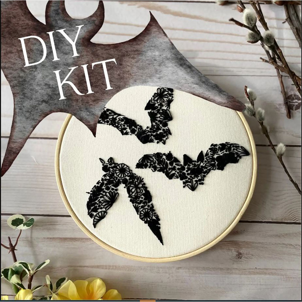 Nest Embirdery - Embroidery Kit - Floral Bat