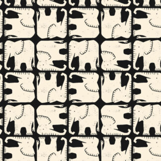 100% Cotton - Rising Sun (Jolly Elephant) - 304292-04 - Black - Loes Van Oosten