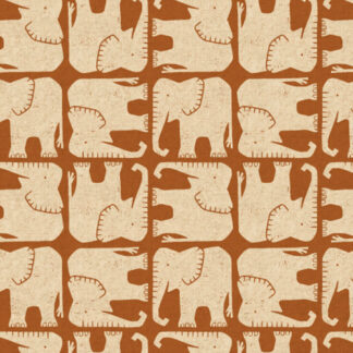 80% Cotton 20% Linen - Rising Sun (Jolly Elephant) - 304292-05 - Umber Unbleached Canvas - Loes Van Oosten