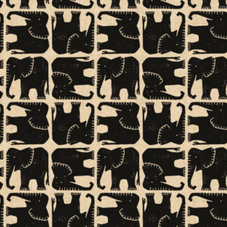80% Cotton 20% Linen - Rising Sun (Jolly Elephant) - 304292-06 - Black Unbleached Canvas - Loes Van Oosten