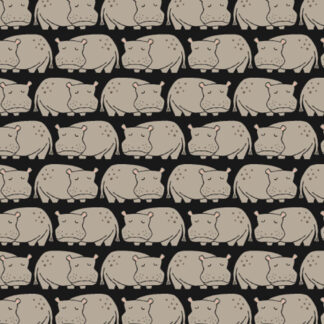 100% Cotton - Rising Sun (Weary Hippo) - 304292-12 - Black - Loes Van Oosten