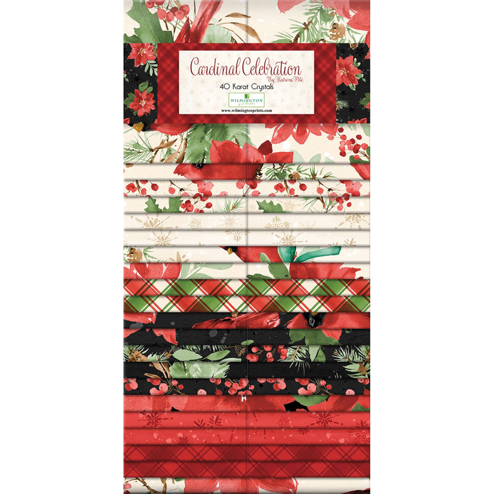 Precut Bundle - 40 Karat Crystals  Cardinal Celebration - 40 x 2.5" Strip - Katrina Pete