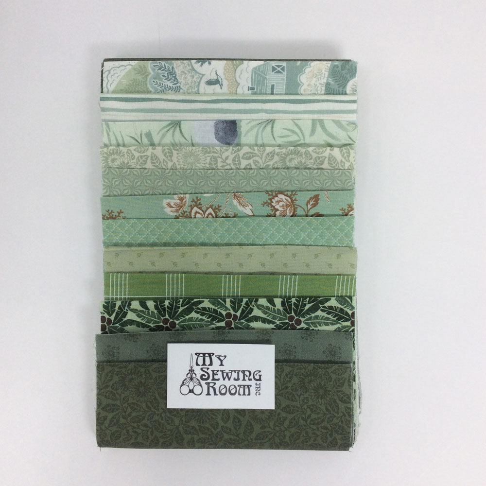Fabric Bundle - Greens 2 Curated Fabric Bundle - 12 unique .15m strips of fabric