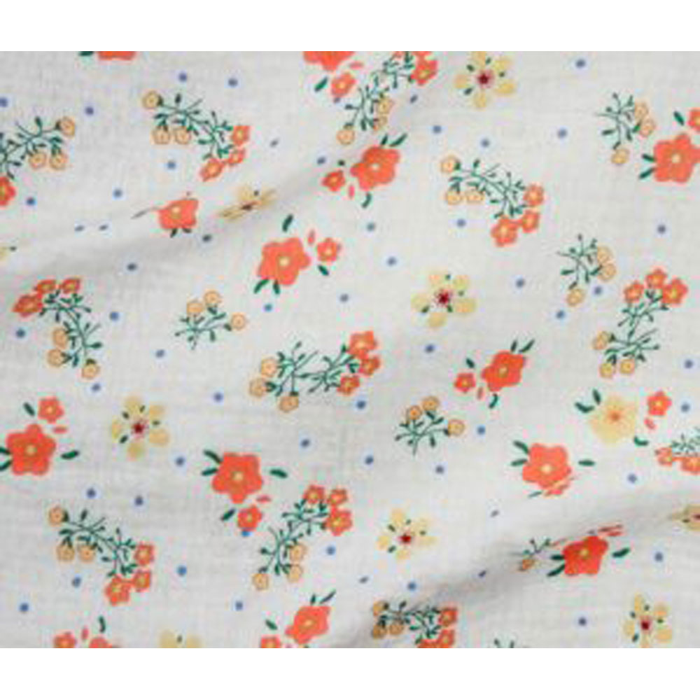 100% Cotton - Cotton Gauze Print - 46141-01 - Orange Flower - 53 in wide - Telio