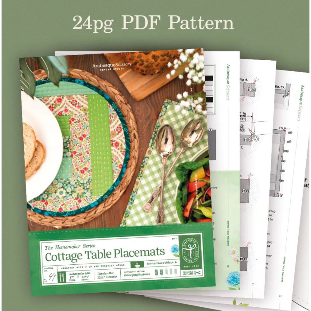 Arabesque Scissors - Pattern - The Cottage Table Placemats - + Masterclass