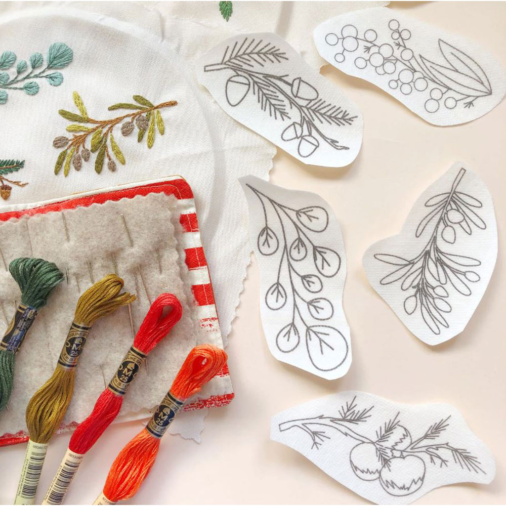 MCreativeJ - Peel Stick and Stitch Hand Embroidery Patterns - Botanical Branches