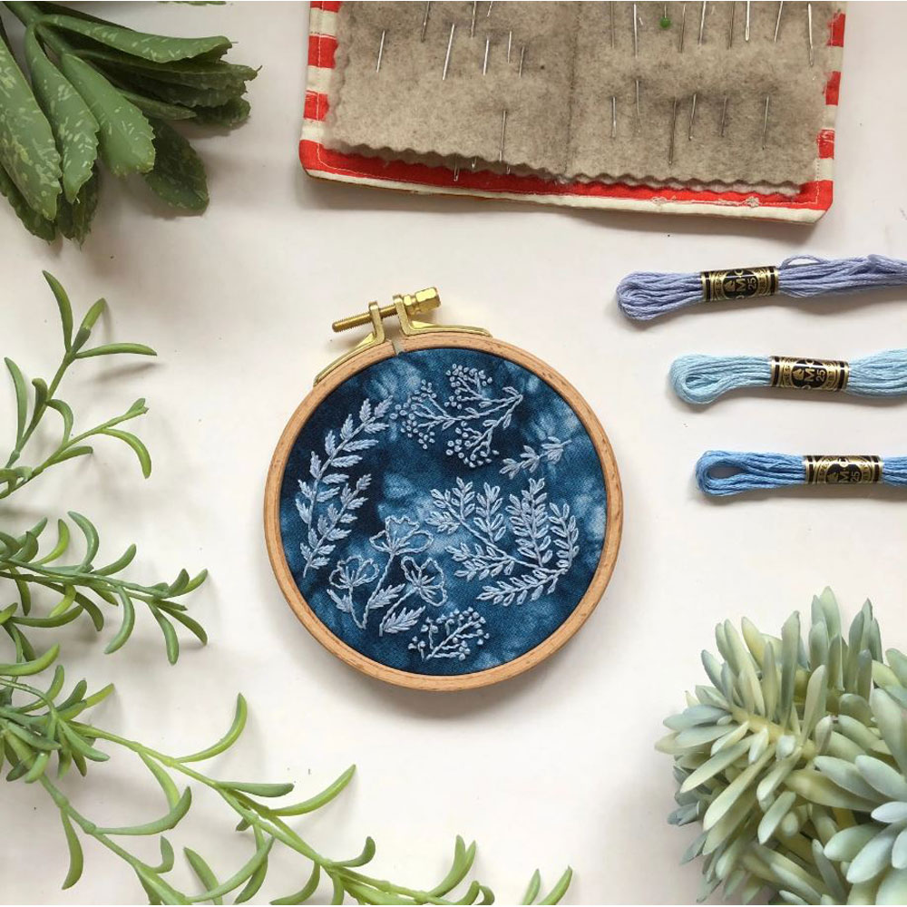 MCreativeJ - Botanical Embroidery Kit - Cyanotype Diy Forage