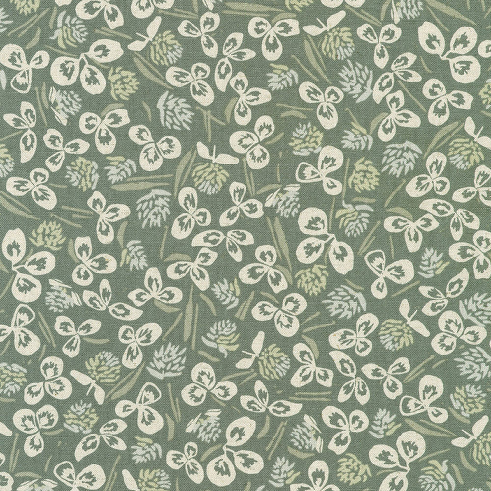 80% Cotton 20% Flax - Orchard Run - 23150-012 - Grey - Clovers - Anna Graham - 43 in wide
