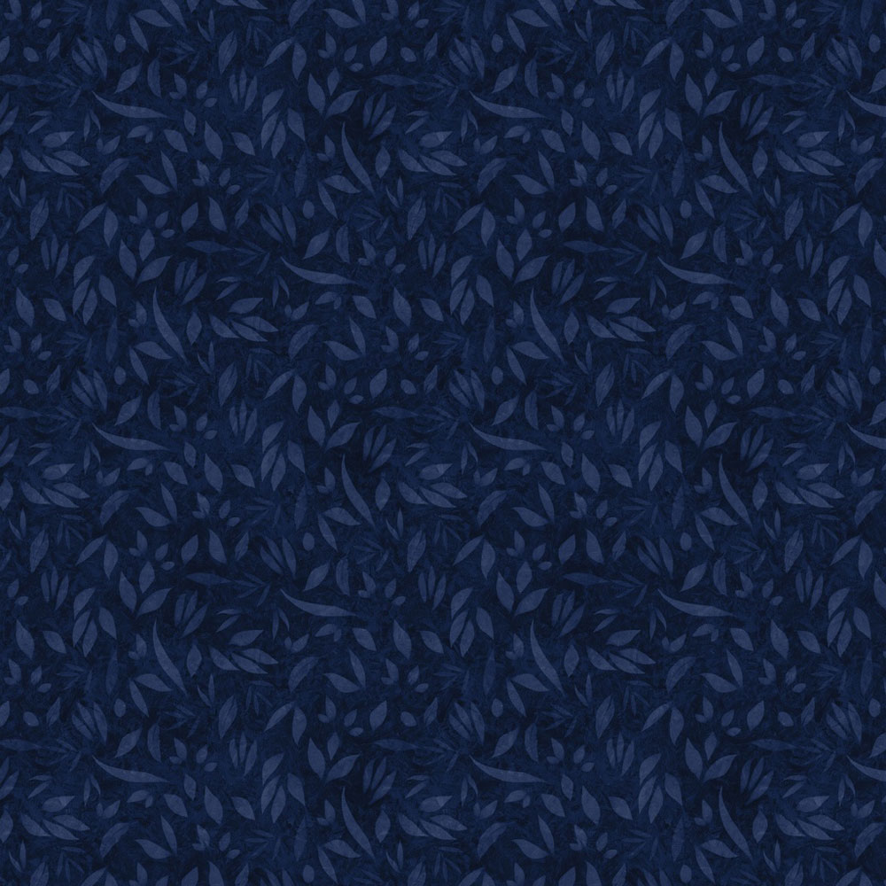 100% Cotton - Foliage - LWM110-2-595 - Navy - Joy Hall - 44" wide