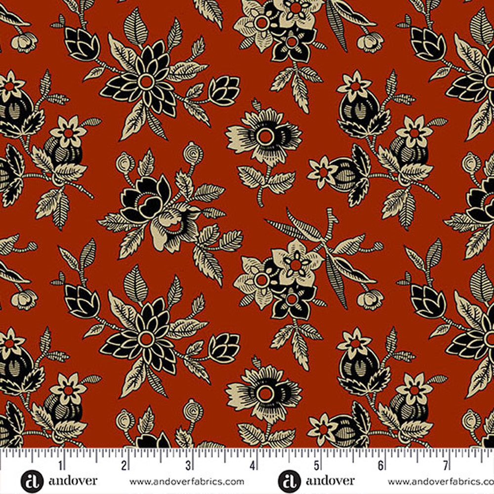 100% Cotton - Bridgeport (Blooms) - A5600-R - Red - Jo Morton - 44 in wide