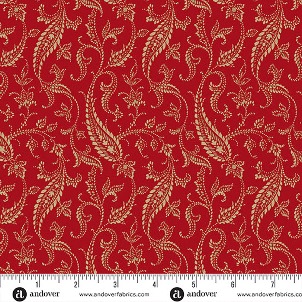100% Cotton - Bridgeport (Paisley Vines) - A5601-R - Red - Jo Morton - 44 in wide