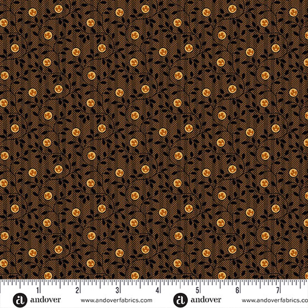100% Cotton - Bridgeport (Striped Vines) - A5603-N - Brown - Jo Morton - 44 in wide