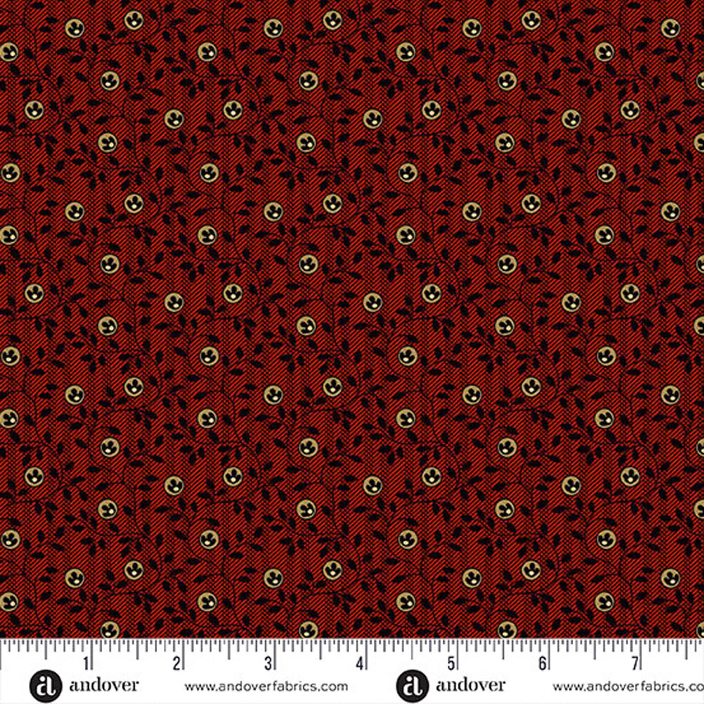 100% Cotton - Bridgeport (Striped Vines) - A5603-R - Red - Jo Morton - 44 in wide
