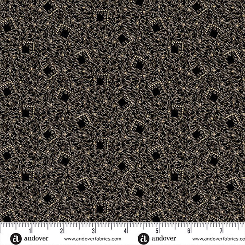 100% Cotton - Bridgeport (Tumbling Squares) - A5604-K - Black - Jo Morton - 44 in wide