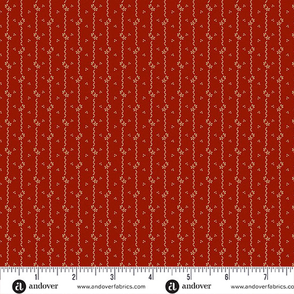 100% Cotton - Bridgeport (Deco Stitch) - A5607-R - Red - Jo Morton - 44 in wide