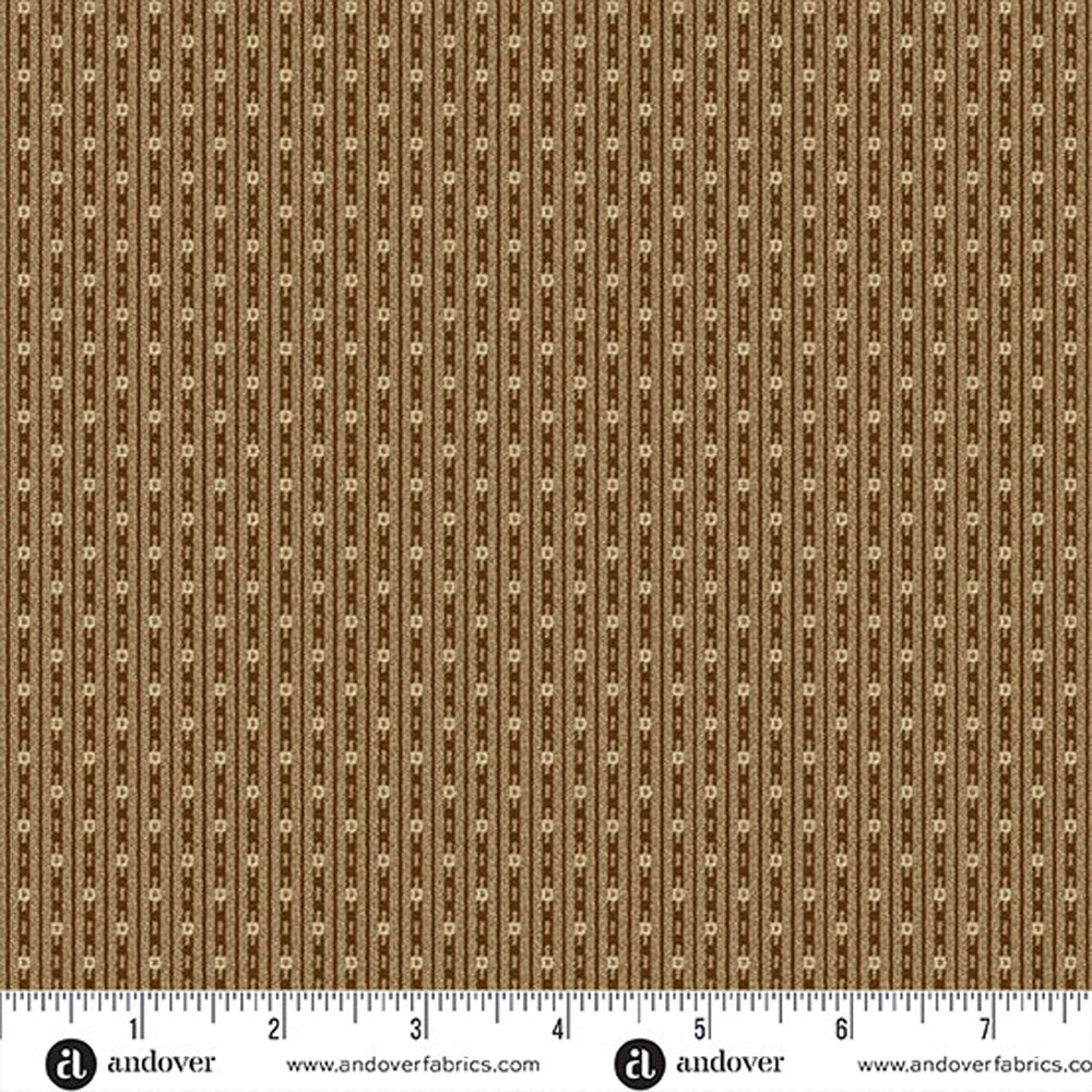 100% Cotton - Bridgeport (Square Stripes) - A5608-N - Brown - Jo Morton - 44 in wide