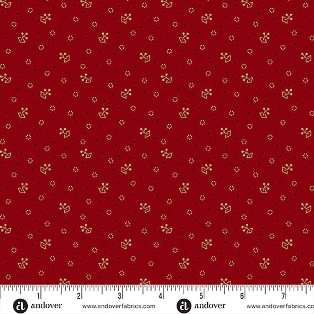 100% Cotton - Bridgeport (Tossed Sprigs) - A5609-R - Red - Jo Morton - 44 in wide