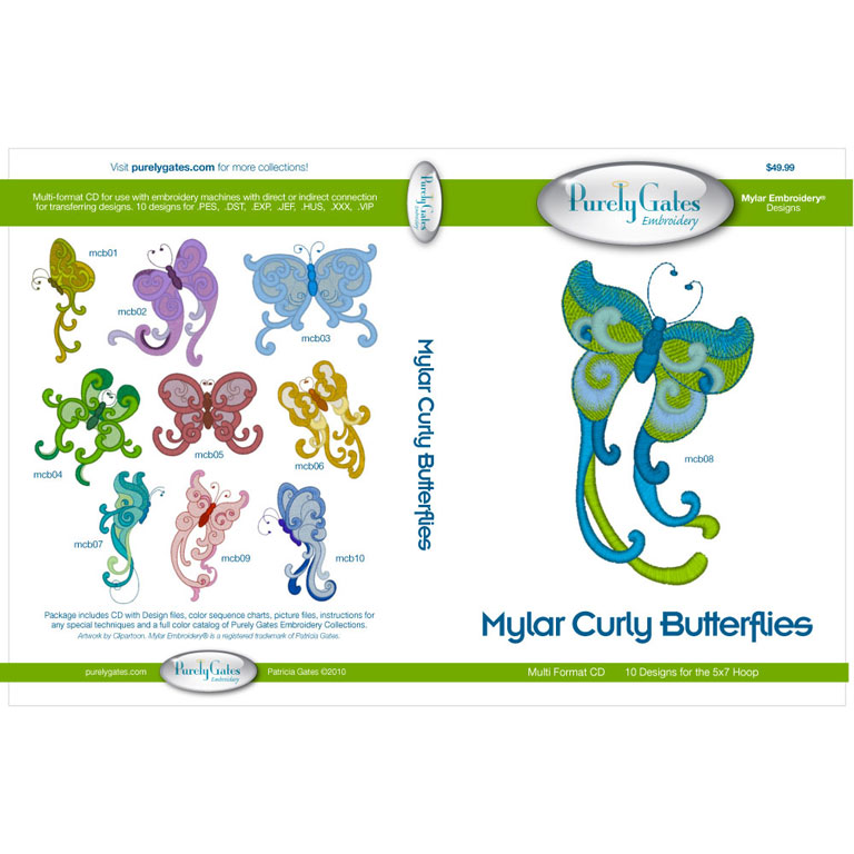 Mylar Embroidery - CD - Mylar Curly Butterflys - Purely Gates Embroidery