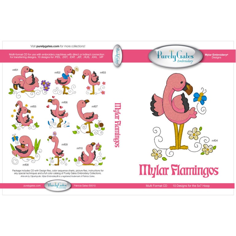 Mylar Embroidery - CD - Mylar Flamingos - Purely Gates