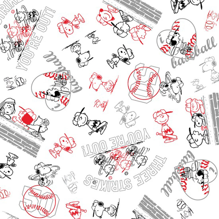 Fabric - Peanuts All Star - 024529 - JZ - Black/White - Novelty - Quilting Treasures