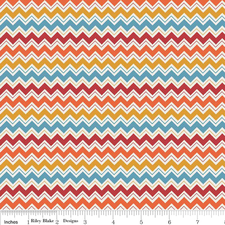 Fabric - Hooty Hoot Chevron - 003444 - Orange - Doohikey Designs - Riley Blake