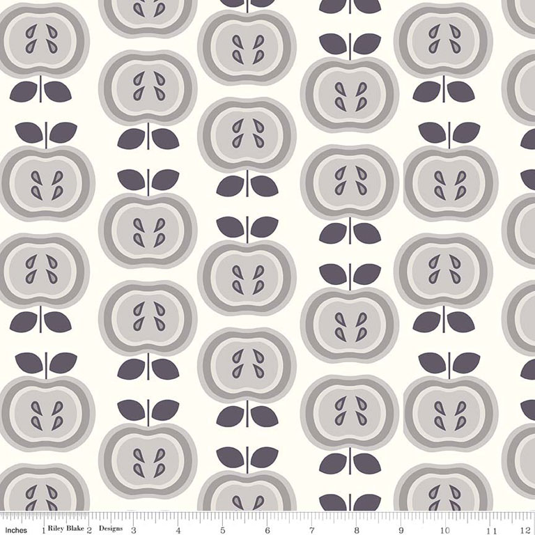 Double Gauze - Apples - 583 - Grey - 56/57" - 100% Cotton - Riley Blake Designs