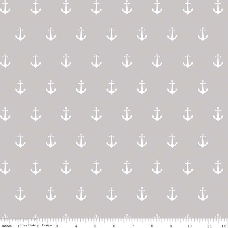 Double Gauze - Anchors - 585 - Grey - 56/57" - 100% Cotton - Riley Blake Designs