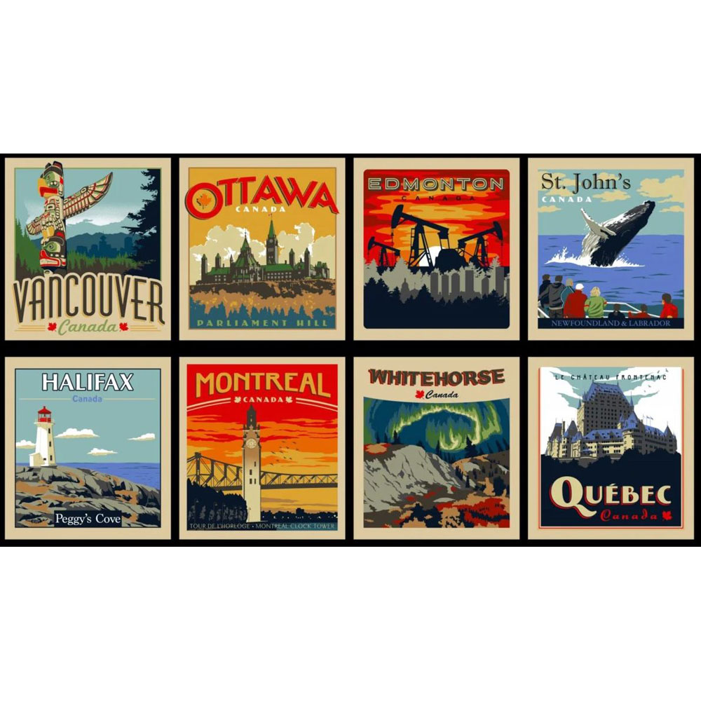 100% Cotton Panel - Proudly Canadian (Panel 2) - QC152 - Vintage - Red Pine Designs