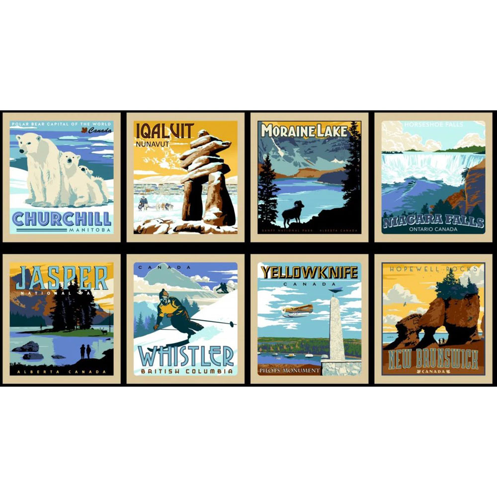 100% Cotton Panel - Proudly Canadian (Panel 3) - QC258 - Vintage - Red Pine Designs