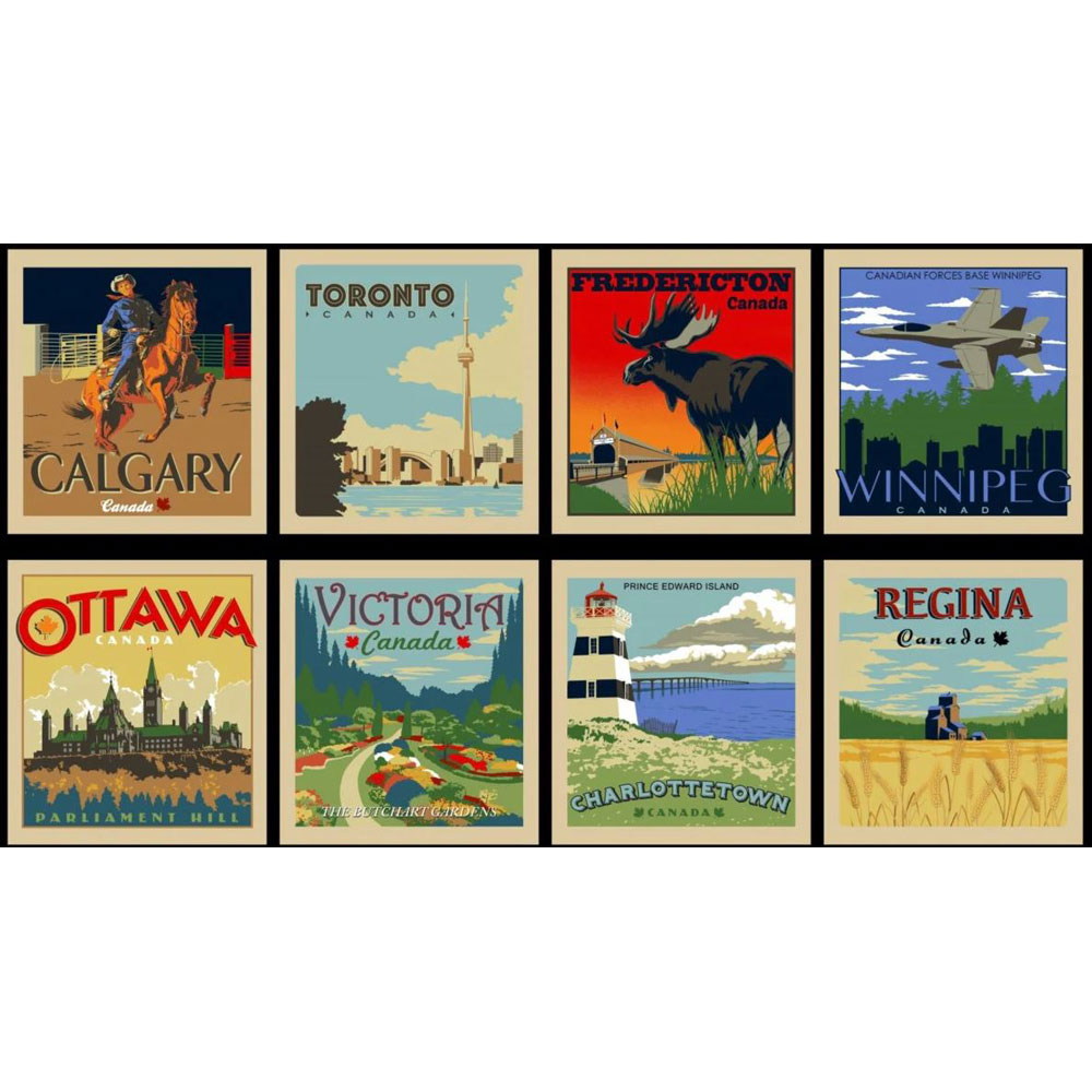 100% Cotton Panel - Proudly Canadian (Panel 1) - QC248 - Vintage - Red Pine Designs