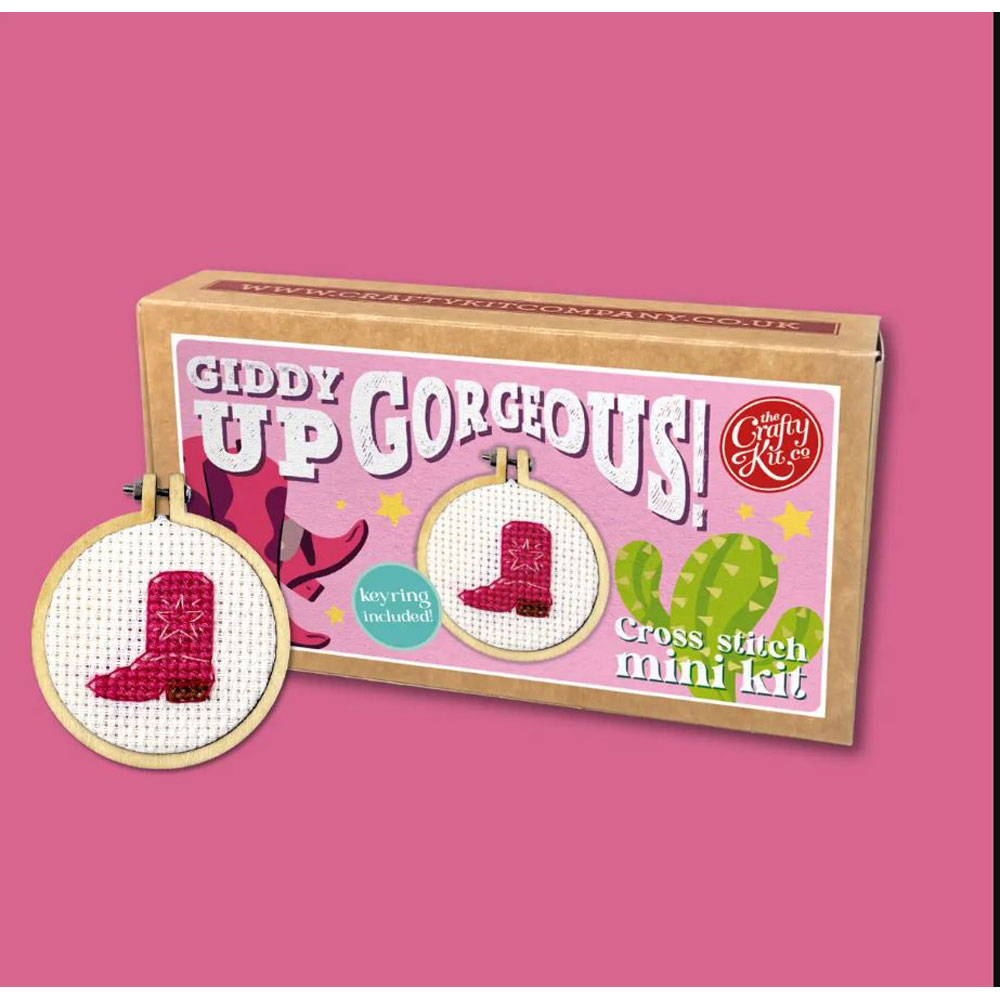 The Crafty Kit - Mini Matchbox Christmas Cross Stitch Kit - 'giddy Up Gorgeous!'