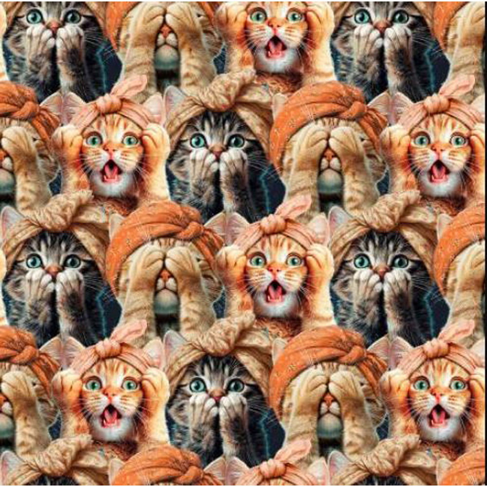 100% Cotton - Please Seat Yourself (Three Wise Cats) - 24208 - Multi - Jim Baldwin - 43 in wide