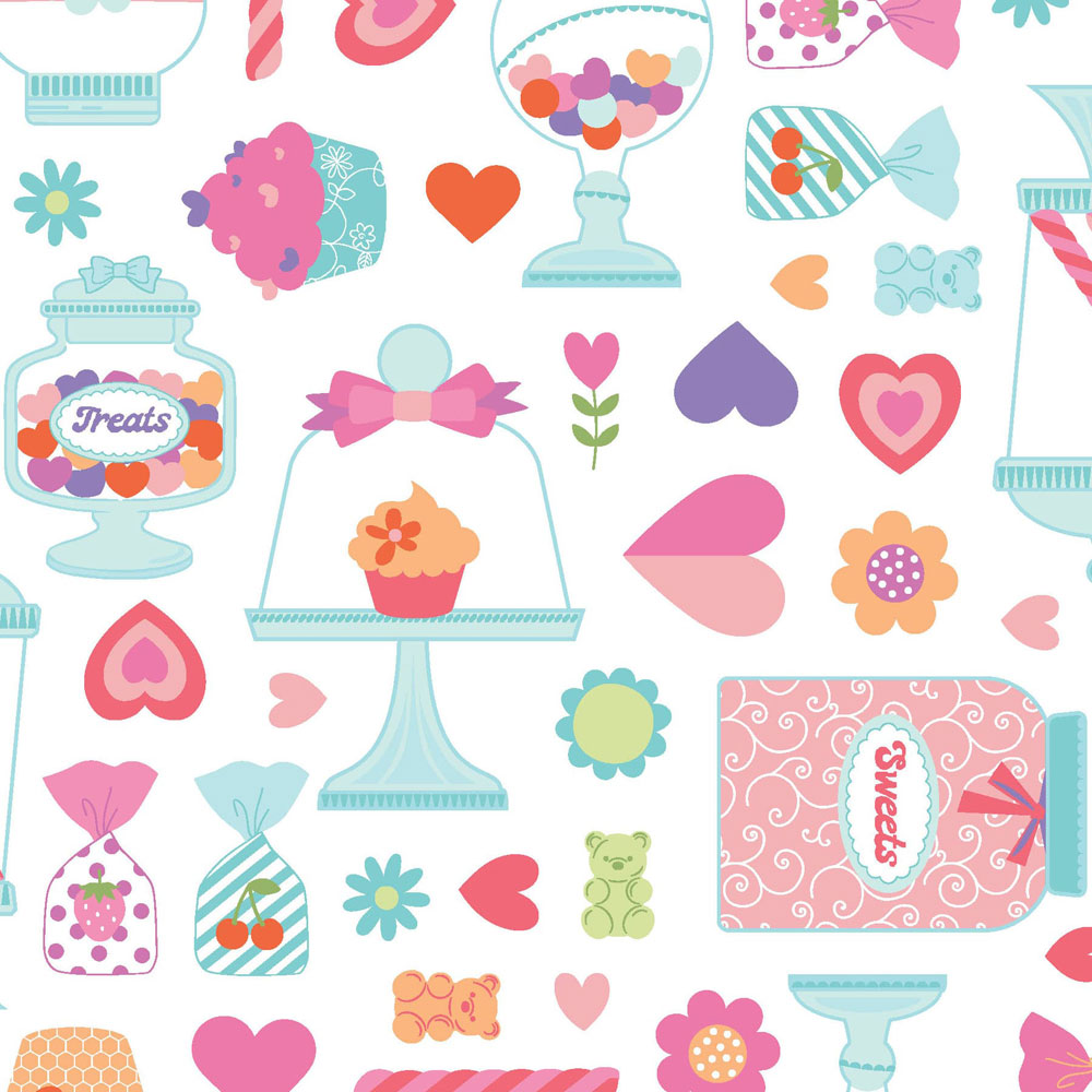 100% Cotton - Sweet Shoppe (Candy Jars) - MAS11021 - White - Maywood Studio - 44 in wide