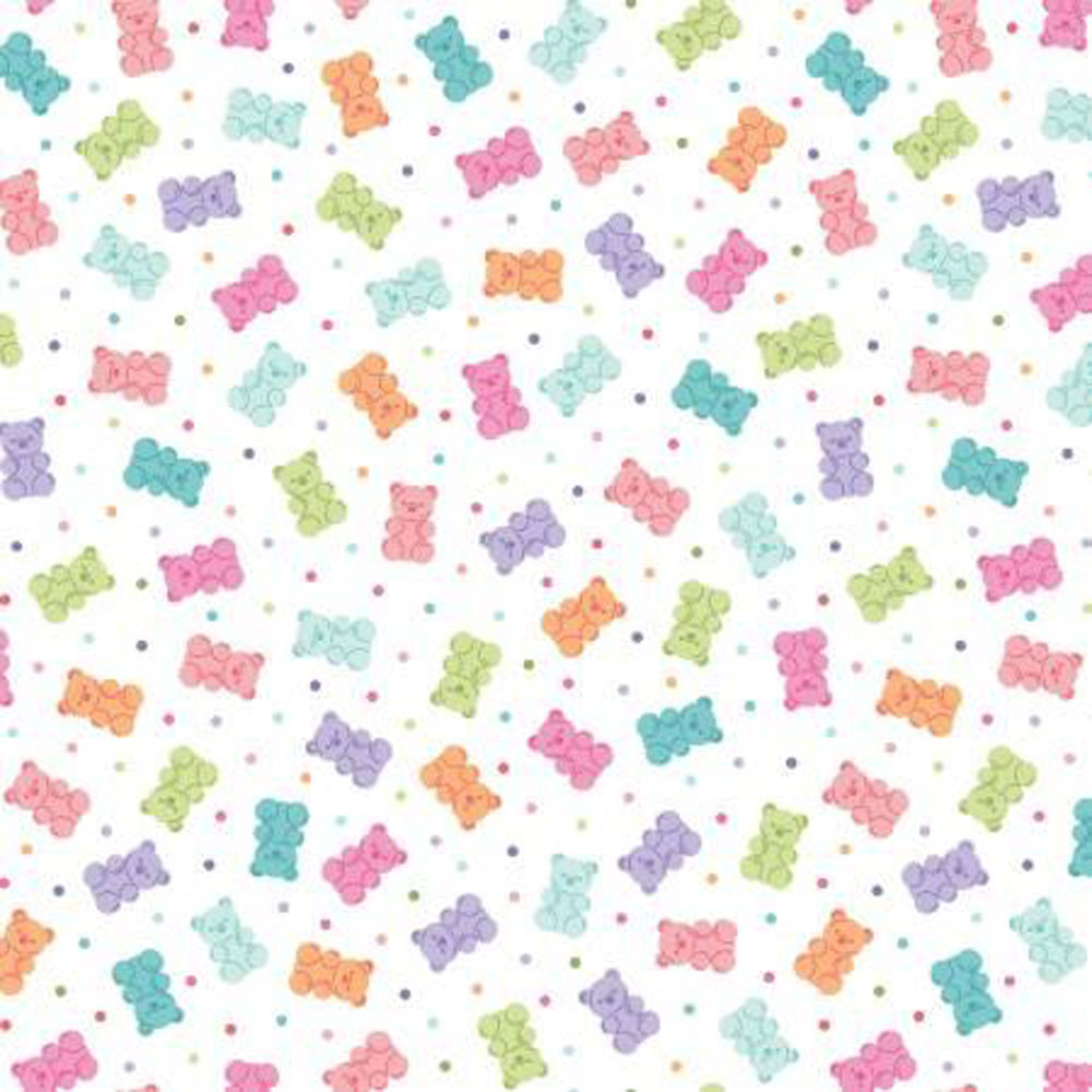 100% Cotton - Sweet Shoppe (Gummy Bears) - MAS11029 - White - Maywood Studio - 44 in wide