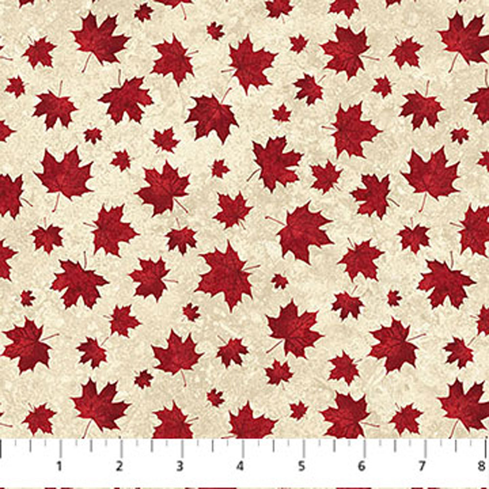 100% Cotton - Stonehenge Oh Canada 14 (Two Tone Leaves) - C29020-12 - Beige Red - Deborah Edwards