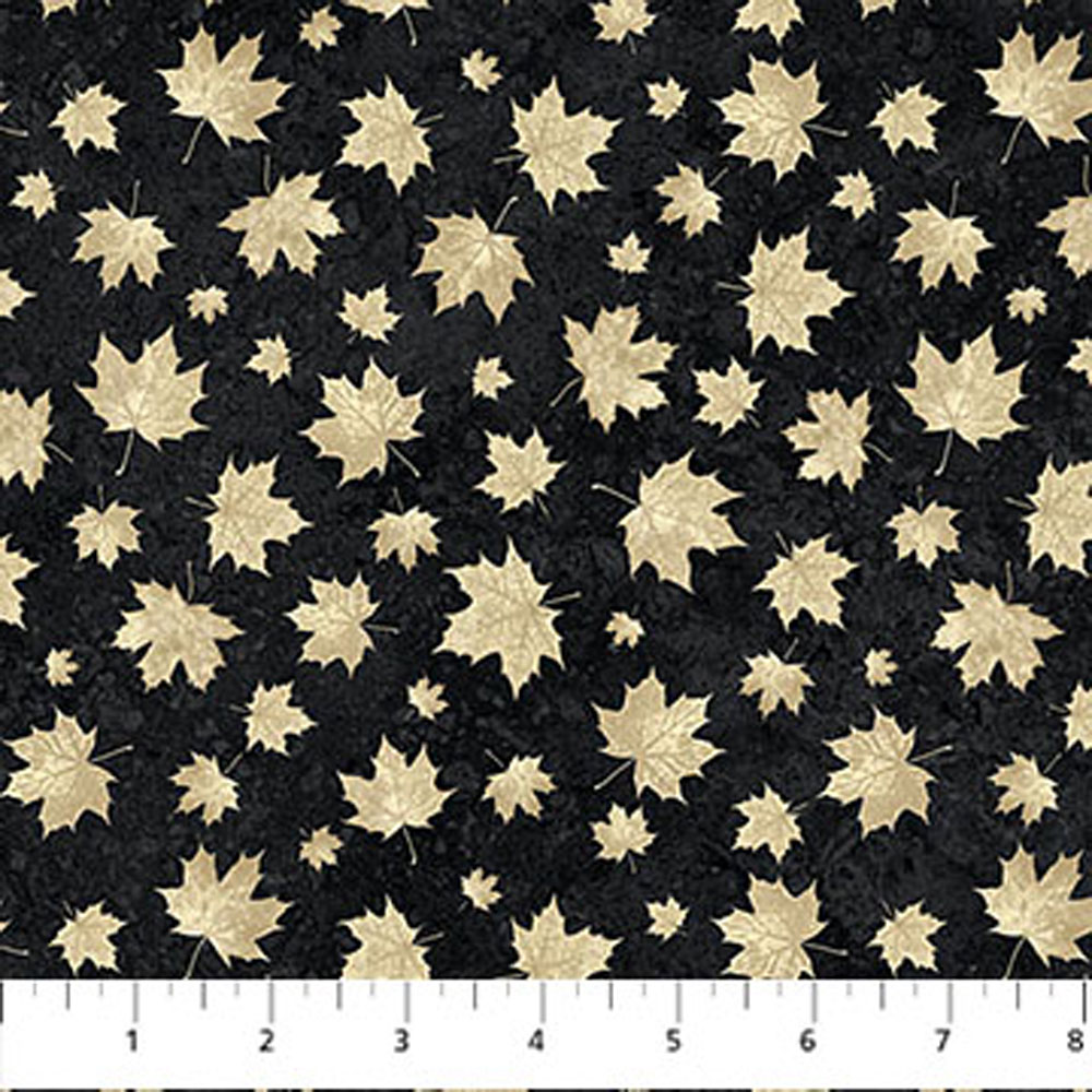 100% Cotton - Stonehenge Oh Canada 14 (Two Tone Leaves) - C29020-99 - Black Beige - Deborah Edwards