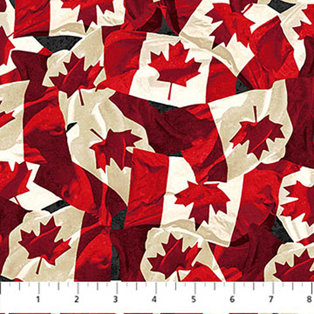 100% Cotton - Stonehenge Oh Canada 14 (Flags) - C29021-24 - Red Cream - Deborah Edwards