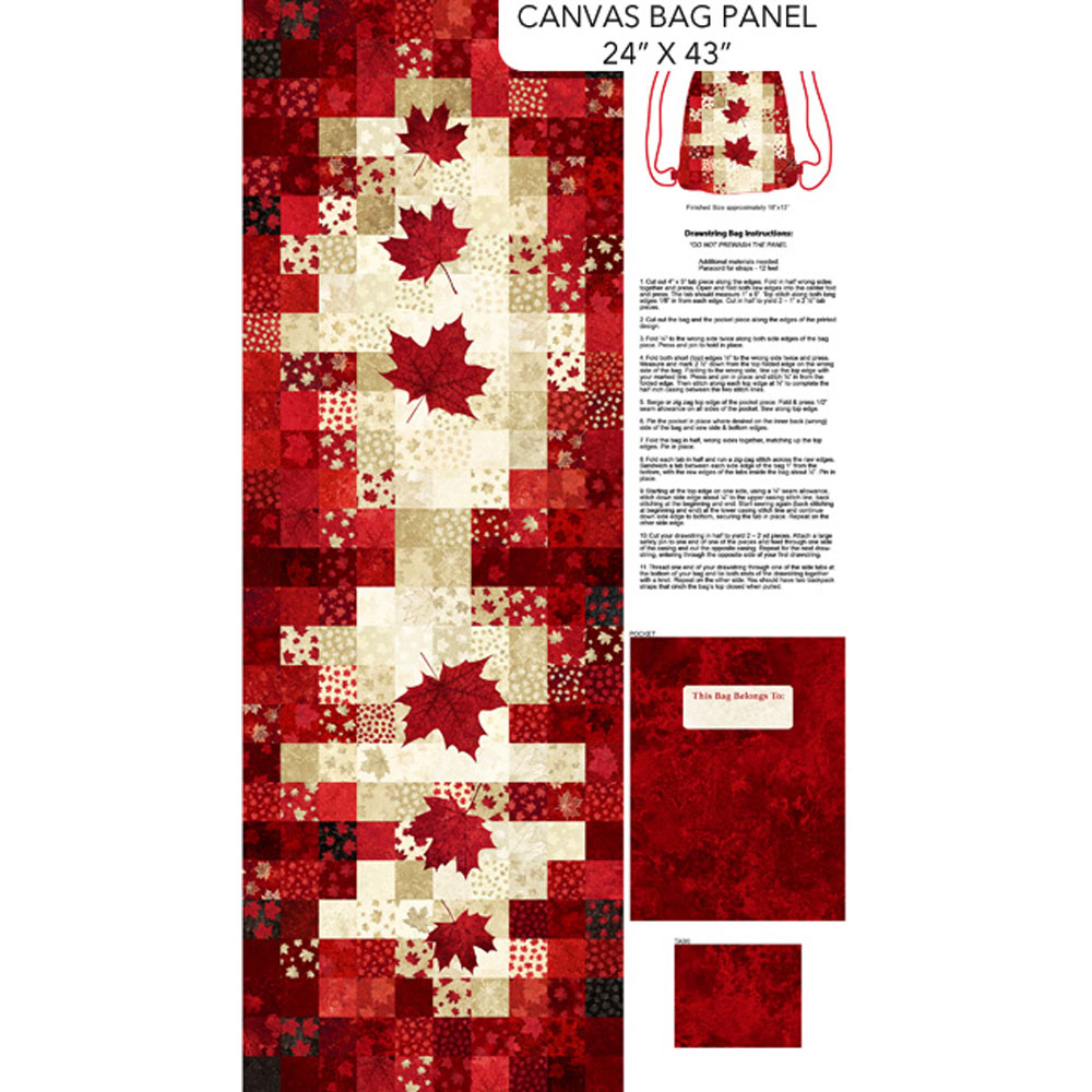 Canvas Bag Panel - Stonehenge Oh Canada 14 - C29024-24 - Red Multi - Deborah Edwards - 24" x 43"