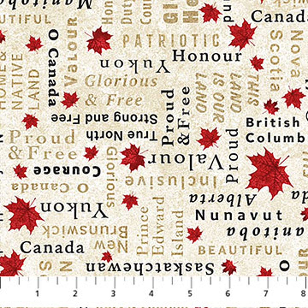100% Cotton - Stonehenge Oh Canada 14 (Words) - C29019-12 - Beige Multi - Deborah Edwards