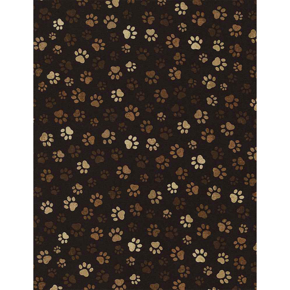 100% Cotton - I Love My Dog Paw Prints - C1846 - Mud - Timeless Treasures - 44 in wide