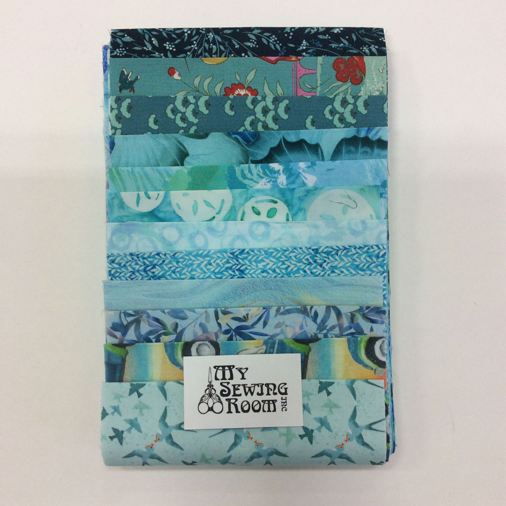 FB - Tilda So Blue Curated Fabric Bundle - 12 unique .15m strips of fabric
