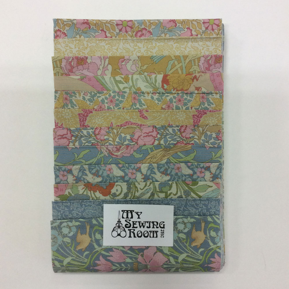 FB - Tilda Songbird Blue and Yellow Curated Fabric Bundle - 12 unique .15m strips of fabric