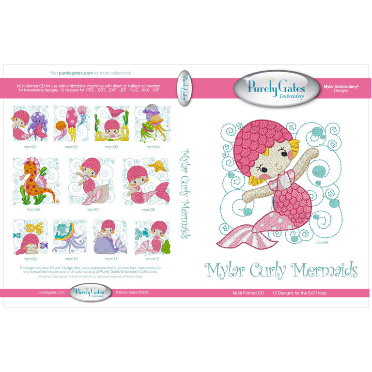 Mylar Embroidery - CD - Curly Mermaids - Purely Gates Embroidery